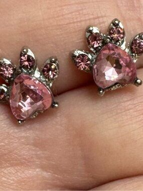 Pink Paw Heart Earrings 5/$25